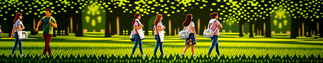 Transparante kattenrugtas in gebruik tijdens buitenactiviteit in het park