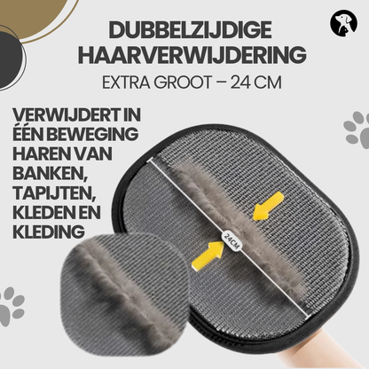 Extra grote dubbelzijdige haarverwijderhandschoen voor huisdierharen 24 cm