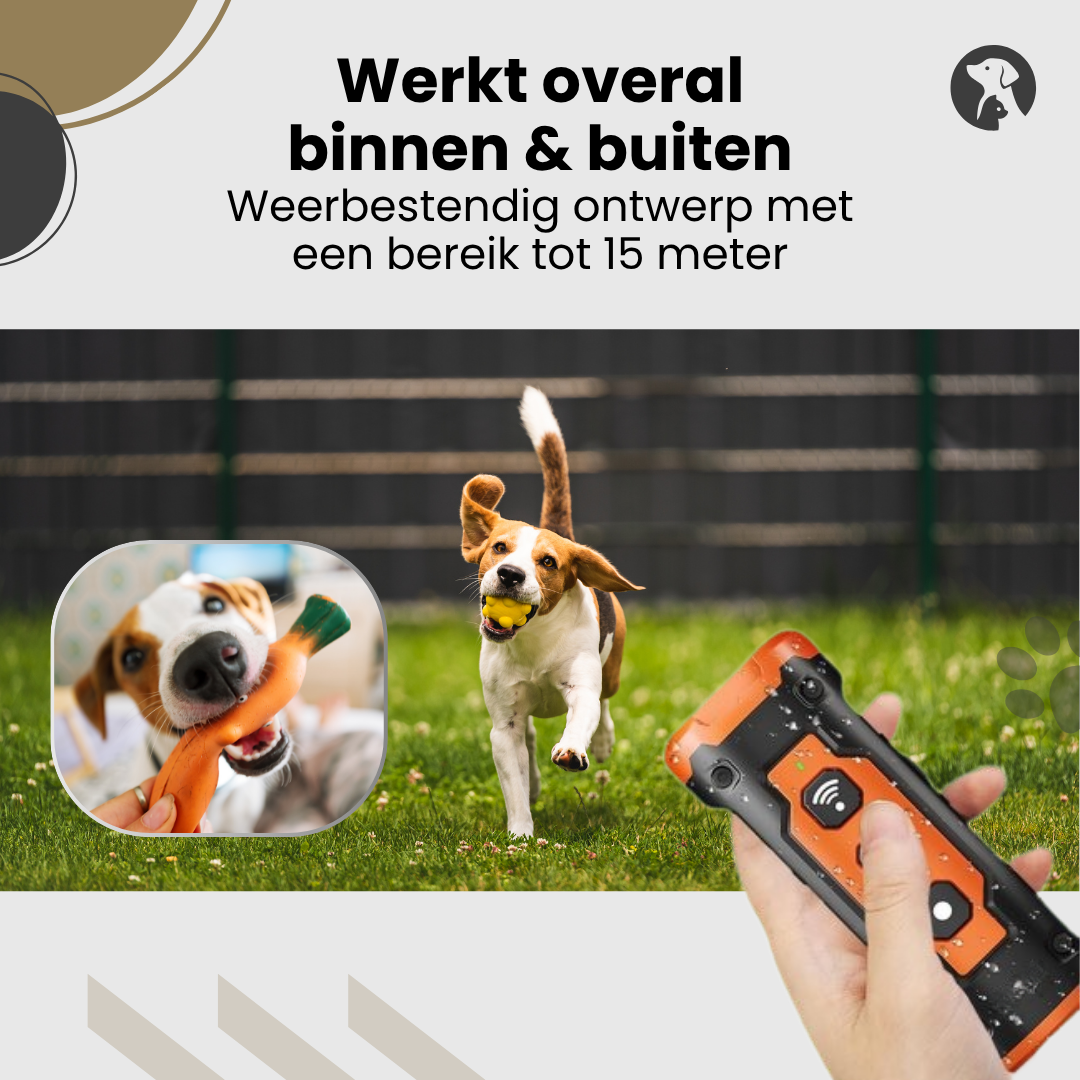 Ultrasonic honden trainer geschikt voor gebruik zowel binnen als buiten.