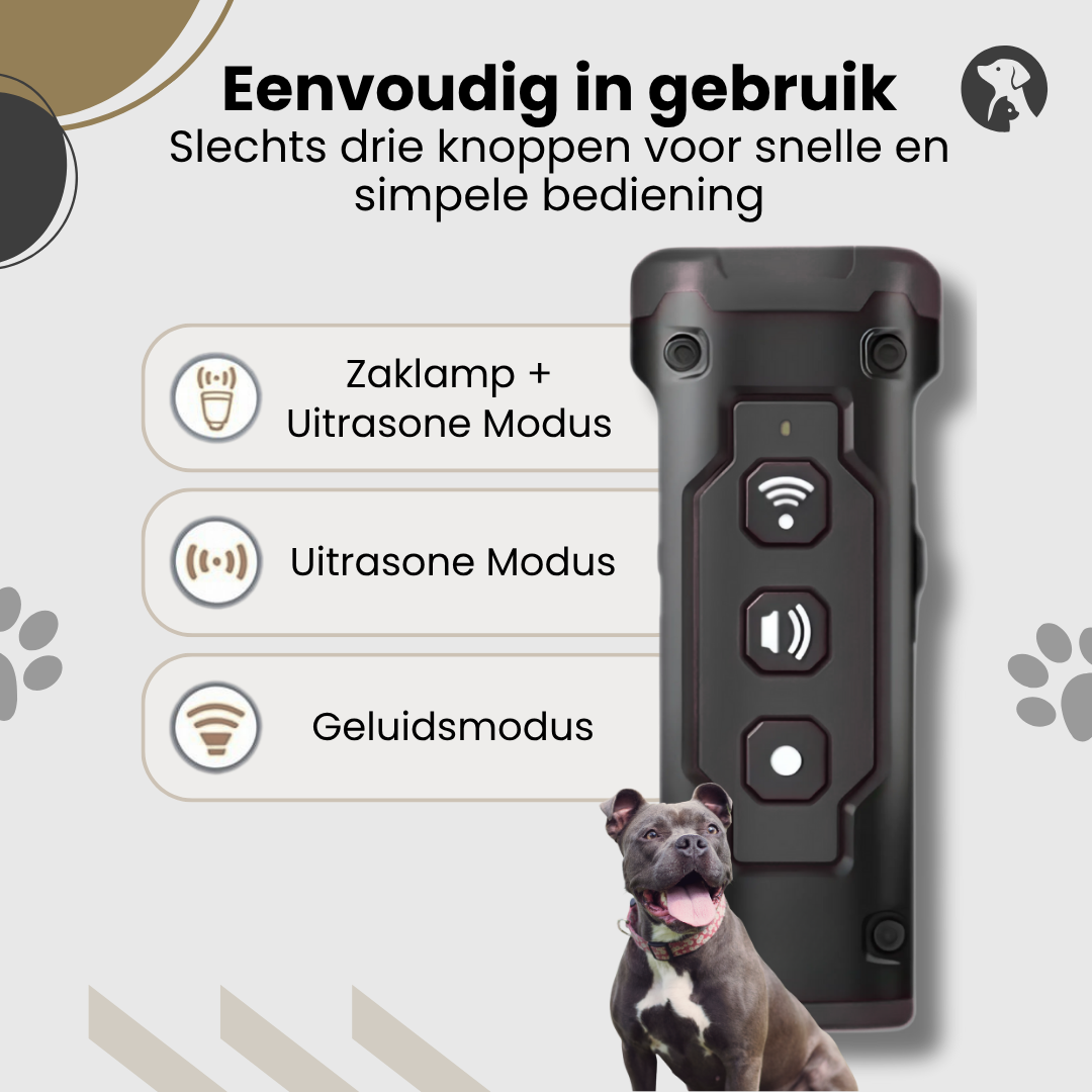 Eenvoudig te gebruiken honden trainer met verschillende ultrasonic standen.