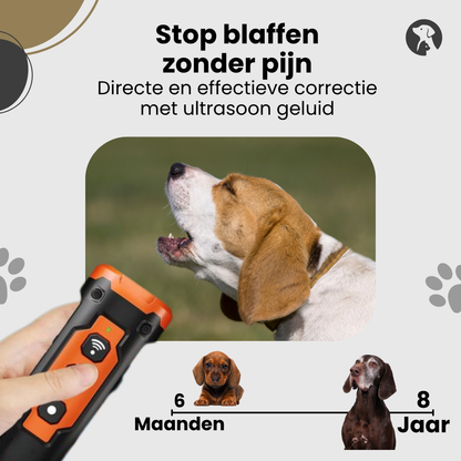 Ultrasonic honden trainer die blaffen stopt zonder pijn, ideaal voor gehoorzaamheidstraining.