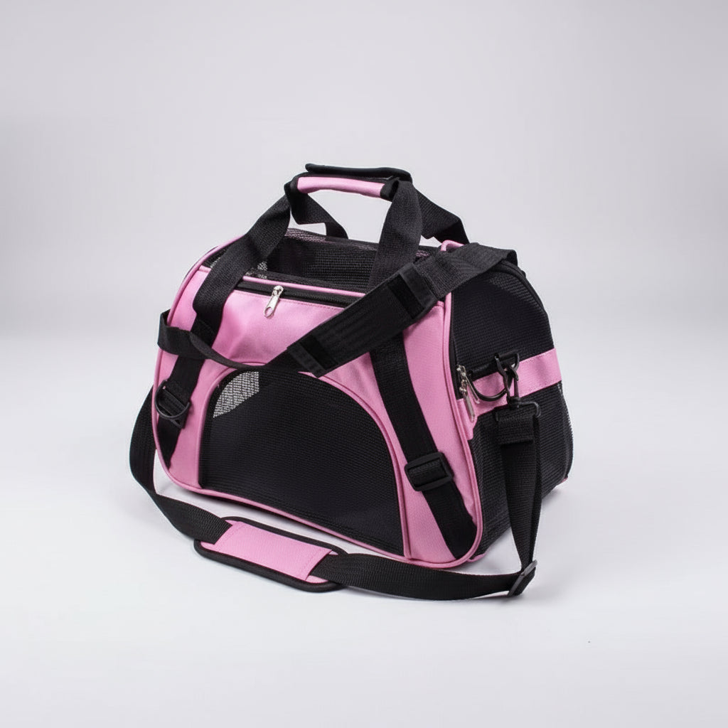 Roze huisdieren draagtas met mesh panelen
