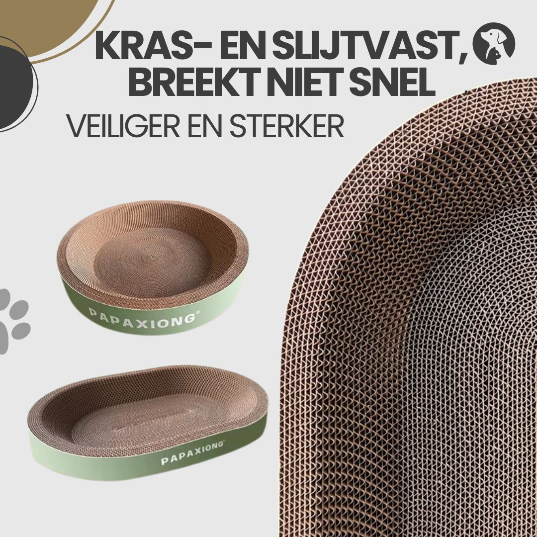 Duurzame kattenkrabmand van golfkarton – kras- en slijtvast, breekt niet snel, veiliger en sterker.