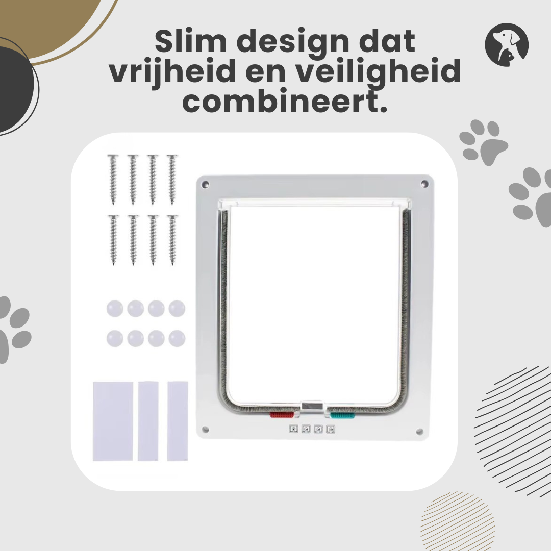 Slim kattenluik design met stille sluiting en transparante flap voor huisdieren