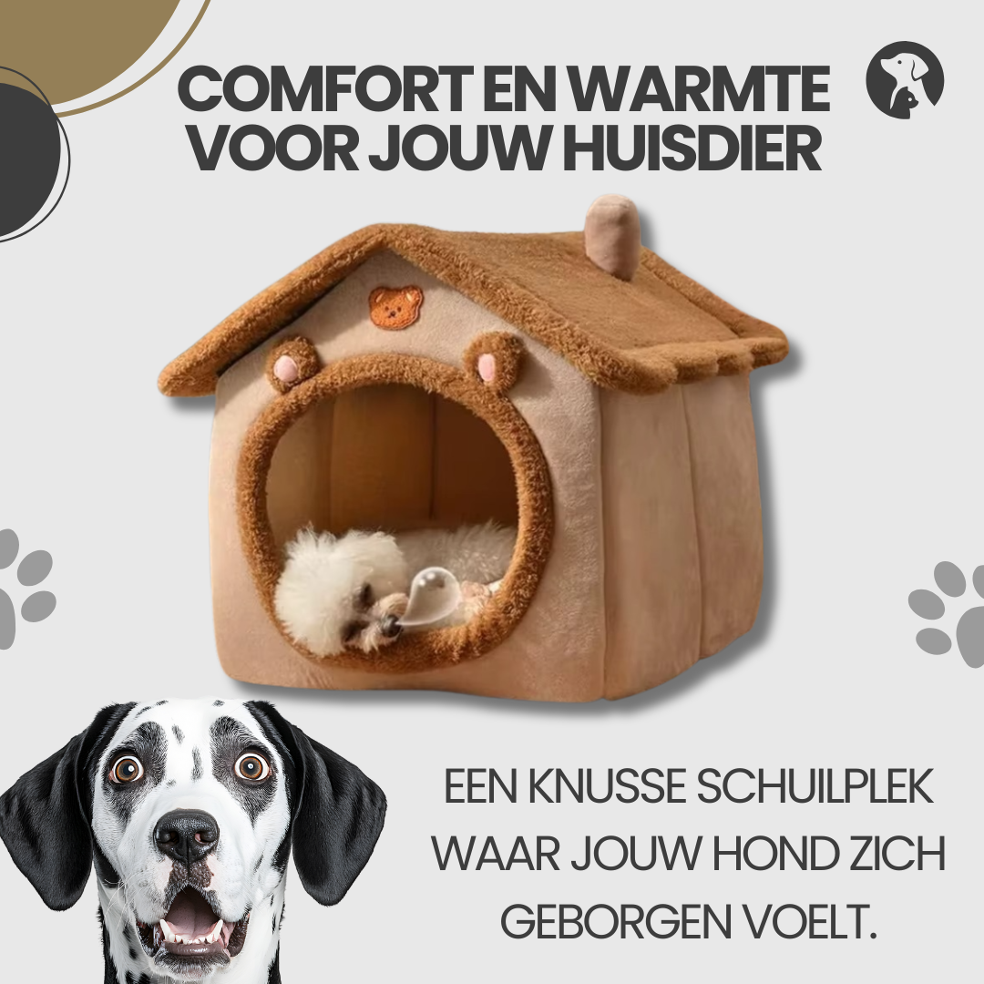 Luxe schuilhuisje voor katten en kleine honden met wasbare binnenkant