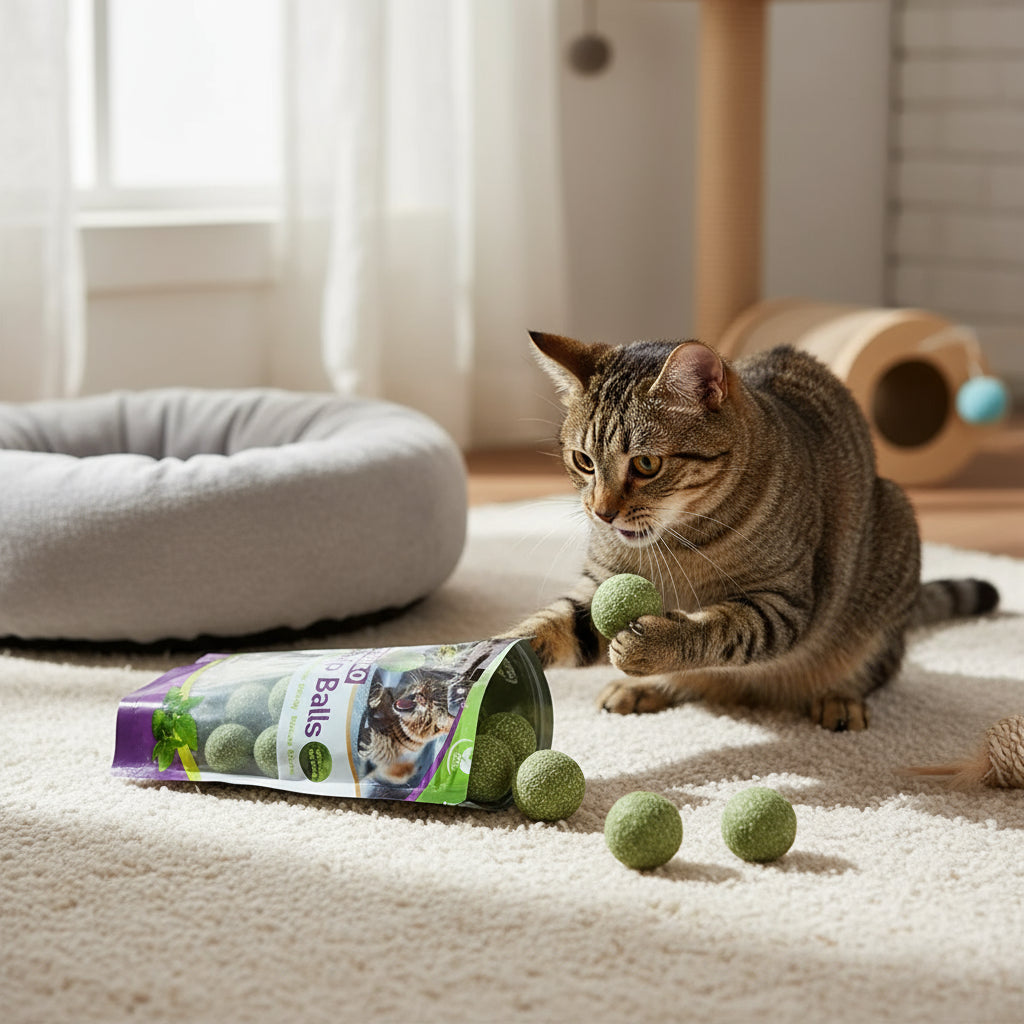 Natuurlijke kattenkruidballen voor actieve katten.