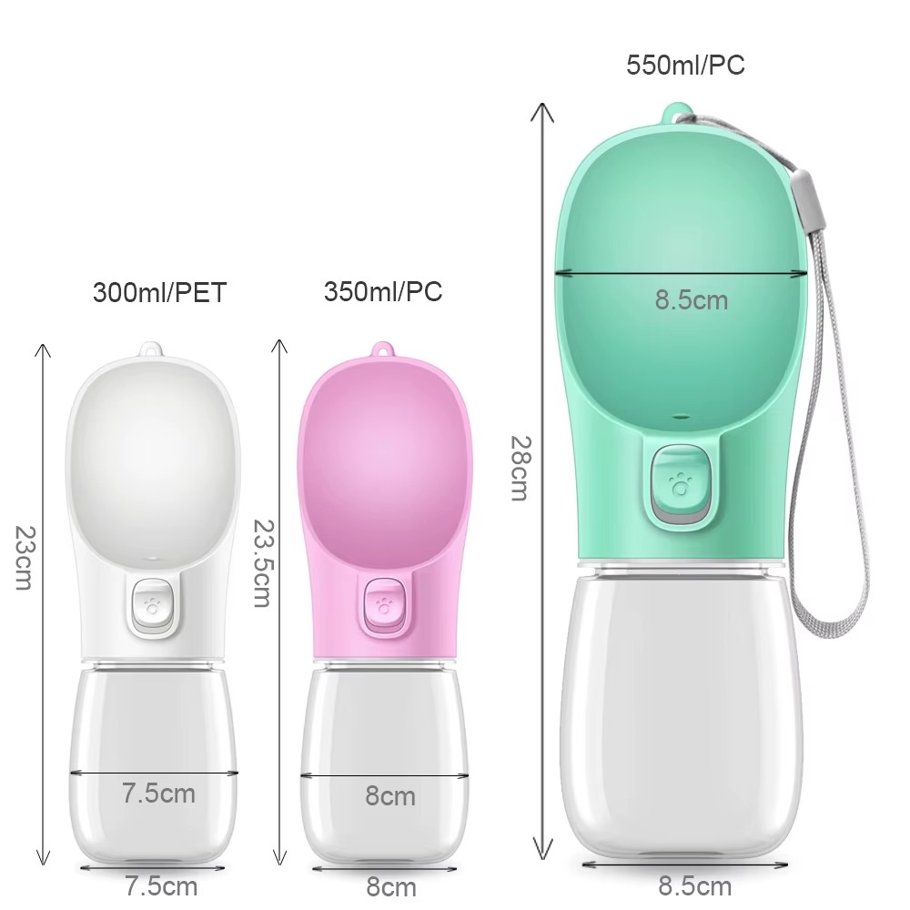 Studiofoto van witte draagbare hondenwaterfles op neutrale achtergrond